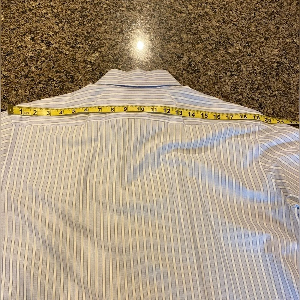 BOSS by HUGO BOSS Men's Striped White/Blue Button Down Shirt 16.5 Neck - Picture 7 of 12